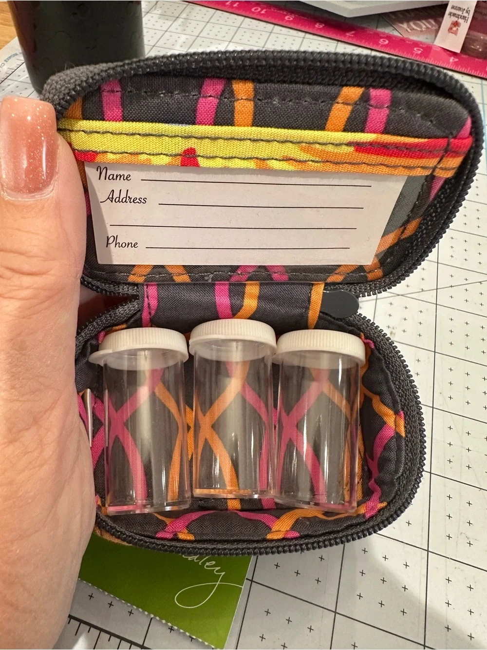 Vera Bradley Yellow Orange Floral Quilted Pill Case